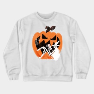 Pumpkin Witch relaxing with her cat Crewneck Sweatshirt